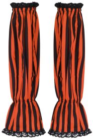 Black/Orange Striped Smocked Sleeves