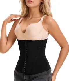 Waist Mesh Trainer Strapless For Women-Faja Colombian Girdle Hourglass -Steel Boned Corset Shapewear Tummy Waist Body Shaper With Extended Button (Option: Black-S)