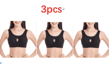 Plus Size Women Bra Ladies Cotton Quake-Proof Underwear Sleep Tops No Buckles Non Wire Lingerie With Removable Padded (Option: Black-XL-3pcs)