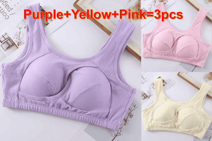 Plus Size Women Bra Ladies Cotton Quake-Proof Underwear Sleep Tops No Buckles Non Wire Lingerie With Removable Padded (Option: Multicolor-XXL-1pc)