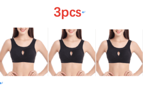 Plus Size Women Bra Ladies Cotton Quake-Proof Underwear Sleep Tops No Buckles Non Wire Lingerie With Removable Padded (Option: Black-M-3pcs)