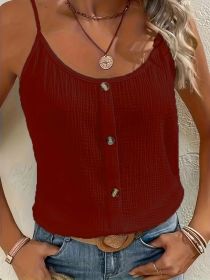 Vibrant Solid Color Cami Top - Sleek Sleeveless Design, Breathable Fabric, Perfect For Spring & Summer, Women's Casual Clothing, Ideal For Outdoo (Option: Red-S)