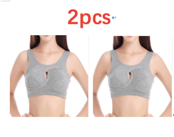 Plus Size Women Bra Ladies Cotton Quake-Proof Underwear Sleep Tops No Buckles Non Wire Lingerie With Removable Padded (Option: Grey-3XL-2pcs)