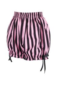 Top Drawer 2 PC Pink/Black Striped Burlesque Steel Boned Corset & Bloomer Set (size: 3X)