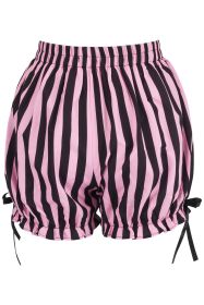 Top Drawer 2 PC Pink/Black Striped Burlesque Steel Boned Corset & Bloomer Set (size: 4X)