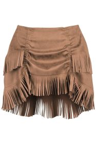 Top Drawer 4 PC Premium Tan Suede Fringe Cowgirl Corset Costume (size: XLarge)