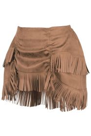 Top Drawer 4 PC Premium Tan Suede Fringe Cowgirl Corset Costume (size: 2X)