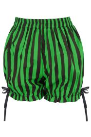 Top Drawer 2 PC Green/Black Striped Burlesque Steel Boned Corset & Bloomer Set (size: 3X)