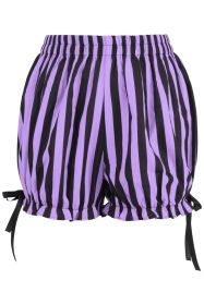 Top Drawer 2 PC Purple/Black Striped Burlesque Steel Boned Corset & Bloomer Set (size: XLarge)