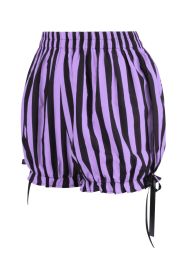 Top Drawer 2 PC Purple/Black Striped Burlesque Steel Boned Corset & Bloomer Set (size: 2X)