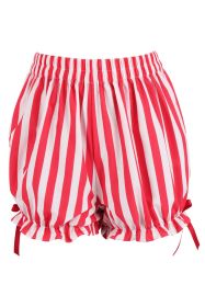 Top Drawer 2 PC Steel Boned Red Vinyl Patent Corset & Striped Bloomers Set (size: 2X)