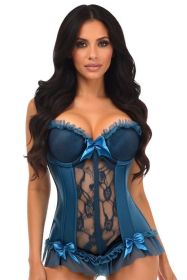 Lavish Dark Teal Lycra & Lace Hook & Eye Stretch Bustier Corset (size: 2X)