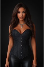 Lavish Black Brocade Overbust Corset W/Busk Closure (size: small)