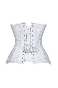 Lavish 2 PC White Brocade Corset & Denim Skirt Set (size: XLarge)