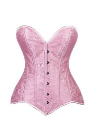 Lavish 2 PC Lt Pink Brocade Corset & Denim Skirt Set (size: medium)