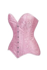 Lavish 2 PC Lt Pink Brocade Corset & Denim Skirt Set (size: large)