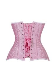 Lavish 2 PC Lt Pink Brocade Corset & Denim Skirt Set (size: XLarge)