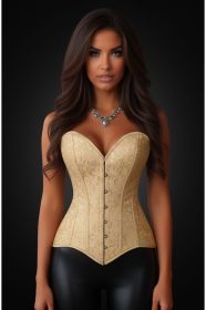 Lavish Gold Brocade Overbust Corset W/Busk Closure (size: small)