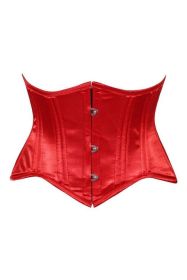 Lavish Red Satin Mini Cincher Underbust Corset Waist Cincher Busk Closure (size: small)
