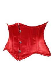 Lavish Red Satin Mini Cincher Underbust Corset Waist Cincher Busk Closure (size: medium)