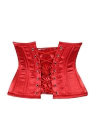 Lavish Red Satin Mini Cincher Underbust Corset Waist Cincher Busk Closure (size: large)