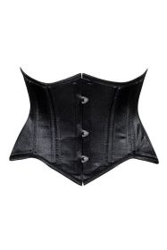 Lavish Black Satin Mini Cincher Underbust Corset Waist Cincher Busk Closure (size: medium)