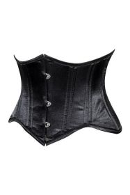 Lavish Black Satin Mini Cincher Underbust Corset Waist Cincher Busk Closure (size: large)