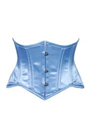 Lavish Lt Blue Satin Mini Cincher Underbust Corset Waist Cincher Busk Closure (size: small)