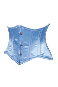 Lavish Lt Blue Satin Mini Cincher Underbust Corset Waist Cincher Busk Closure (size: medium)