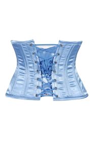 Lavish Lt Blue Satin Mini Cincher Underbust Corset Waist Cincher Busk Closure (size: large)