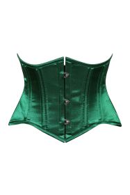 Lavish Dark Green Satin Mini Cincher Underbust Corset Waist Cincher Busk Closure (size: small)