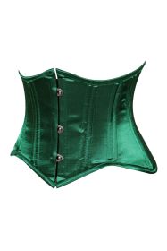 Lavish Dark Green Satin Mini Cincher Underbust Corset Waist Cincher Busk Closure (size: medium)