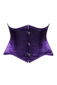Lavish Dark Purple Satin Mini Cincher Underbust Corset Waist Cincher Busk Closure (size: small)