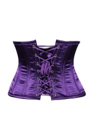 Lavish Dark Purple Satin Mini Cincher Underbust Corset Waist Cincher Busk Closure (size: large)