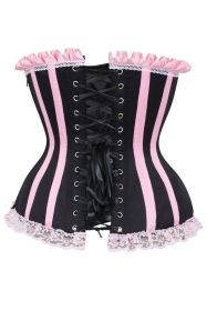 Top Drawer Black/Pink Steel Boned Burlesque Corset (size: 2X)