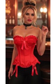Top Drawer Red Satin Steel Boned Burlesque Corset (size: medium)