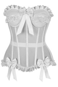 Top Drawer Steel Boned White Mesh Underwire Bustier Corset (size: small)