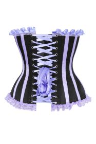 Top Drawer 2 PC Purple/Black Burlesque Steel Boned Corset & Bloomer Set (size: large)