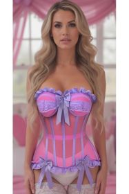 Top Drawer Steel Boned Pink/Purple Mesh Underwire Bustier Corset (size: XSmall)
