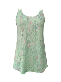 Summer Casual Sleeveless Top Printed Double Shoulder Strap Women's Stylish Camisole. (Option: S)