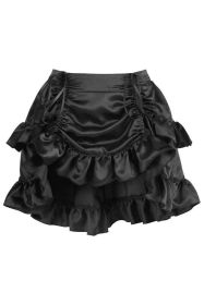 Black Satin Ruched Bustle Skirt (size: Regular)
