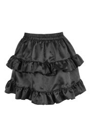 Black Satin Ruched Bustle Skirt (size: Queen)