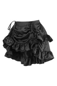 Black Satin Ruched Bustle Skirt (size: Curvy)