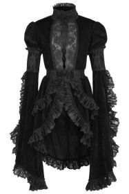 Black Velvet & Lace Ruffled Jacket (size: XSmall)