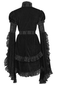 Black Velvet & Lace Ruffled Jacket (size: medium)