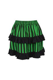 Black/Green Striped Ruched Bustle Skirt (size: Curvy)