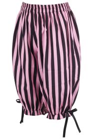 Black/Pink Striped Crepe Long Bloomers (size: Queen)