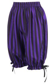 Black/Purple Striped Crepe Long Bloomers (size: Queen)