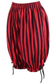 Black/Red Striped Crepe Long Bloomers (size: Queen)