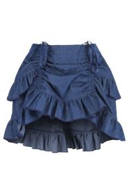 Dark Blue Denim Ruched Bustle Skirt (size: Curvy)